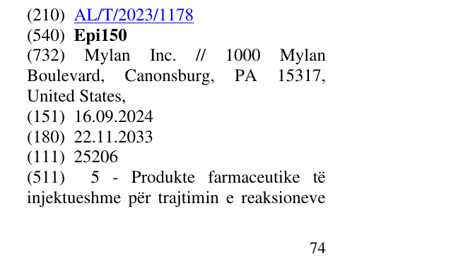 Zëri i markës Epi150 në buletin