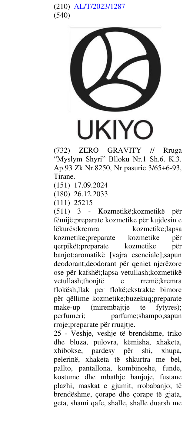 Zëri i markës UKIYO në buletin
