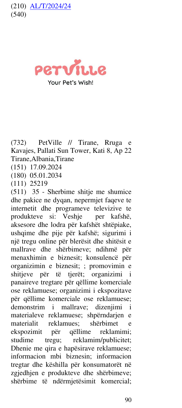 Zëri i markës "Pet's" në buletin