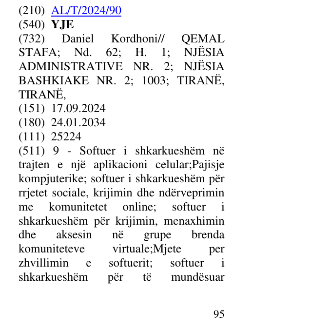 Zëri i markës YJE në buletin