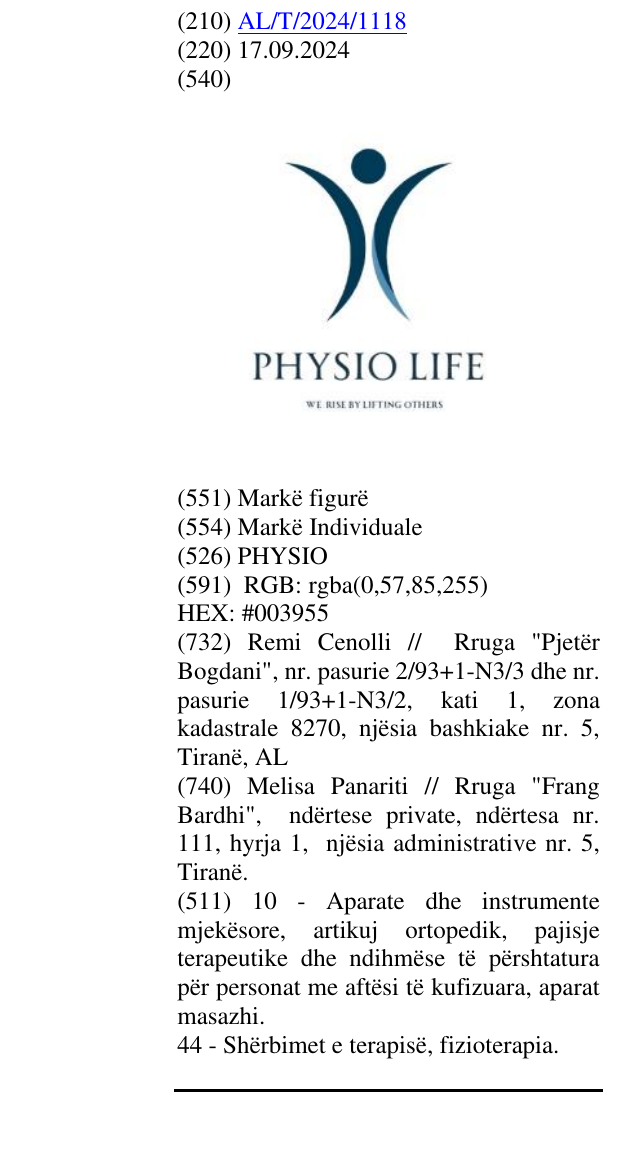 Zëri i markës PHYSIO në buletin