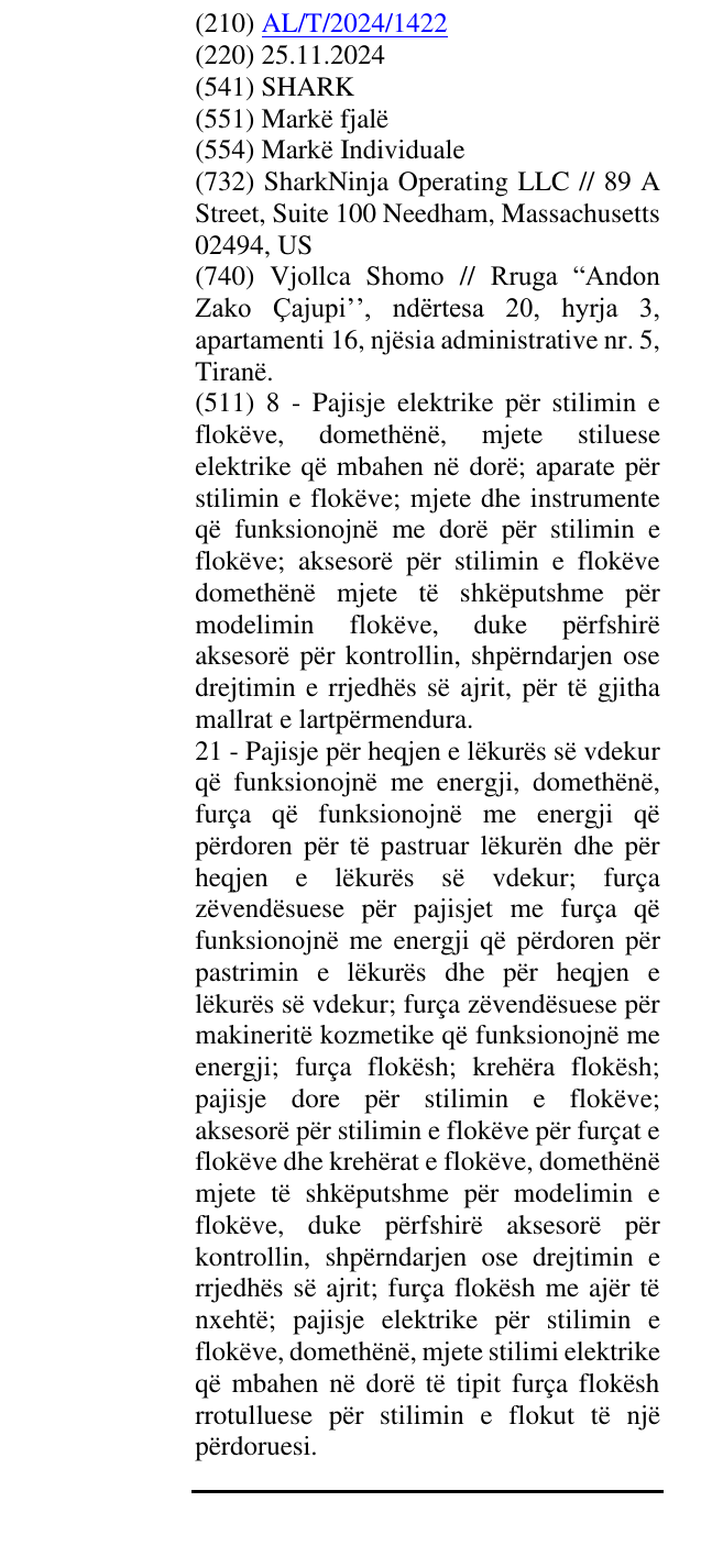 Zëri i markës SHARK në buletin