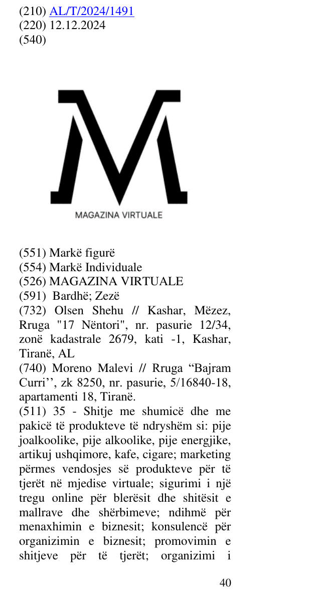 Zëri i markës MAGAZINA VIRTUALE në buletin