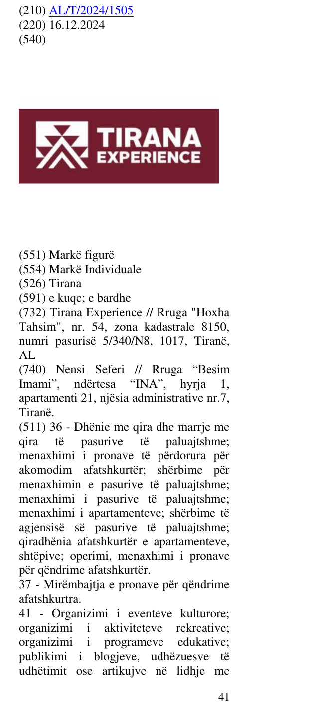 Zëri i markës Tirana në buletin