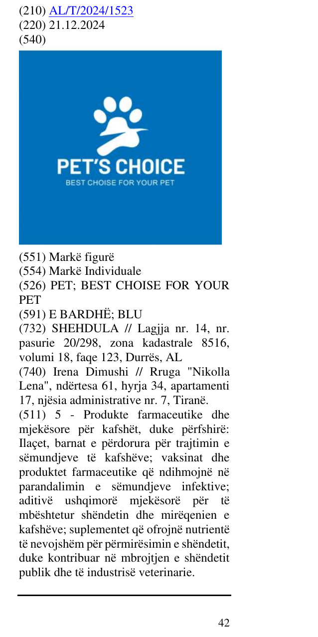 Zëri i markës PET; BEST CHOISE FOR YOUR PET në buletin