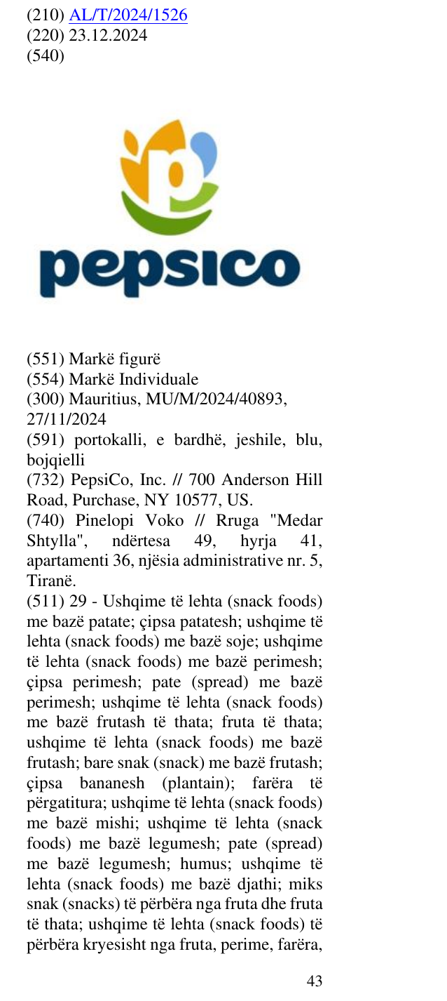 Zëri i markës p pepsico në buletin