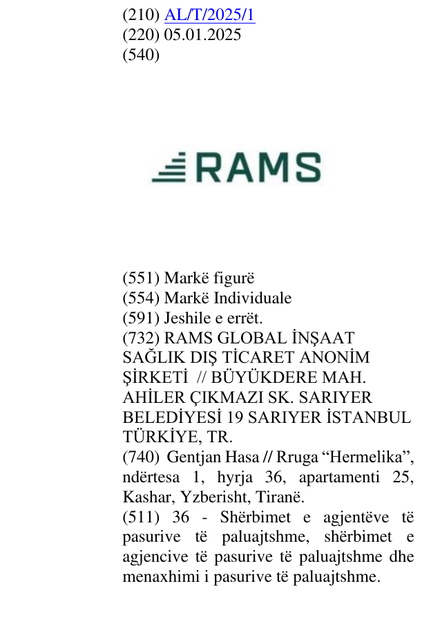 Zëri i markës RAMS në buletin