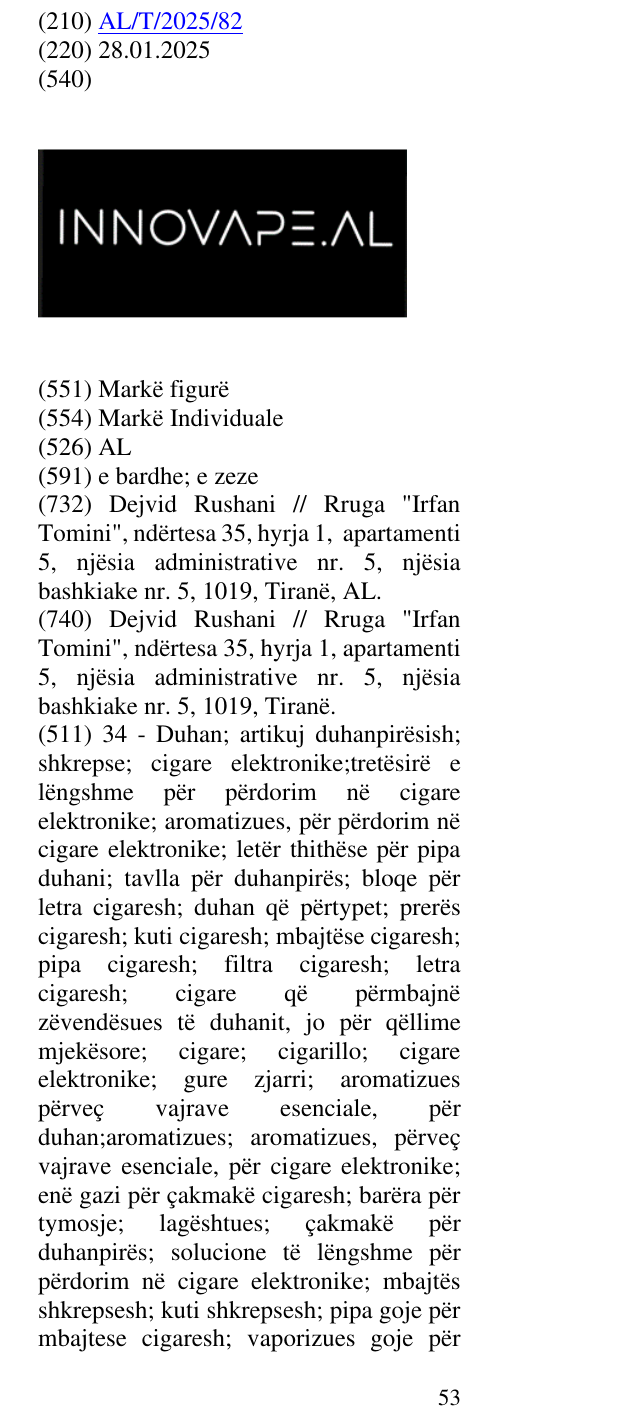 Zëri i markës AL në buletin