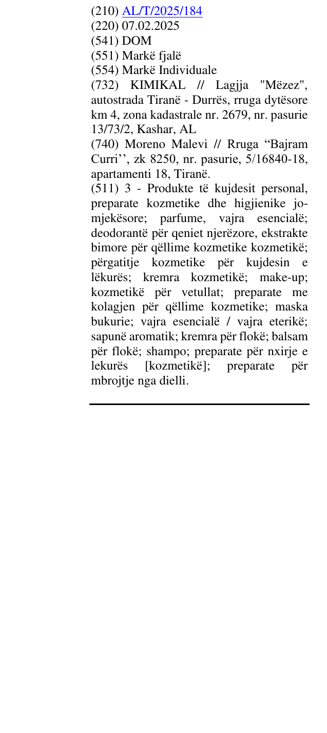Zëri i markës DOM në buletin