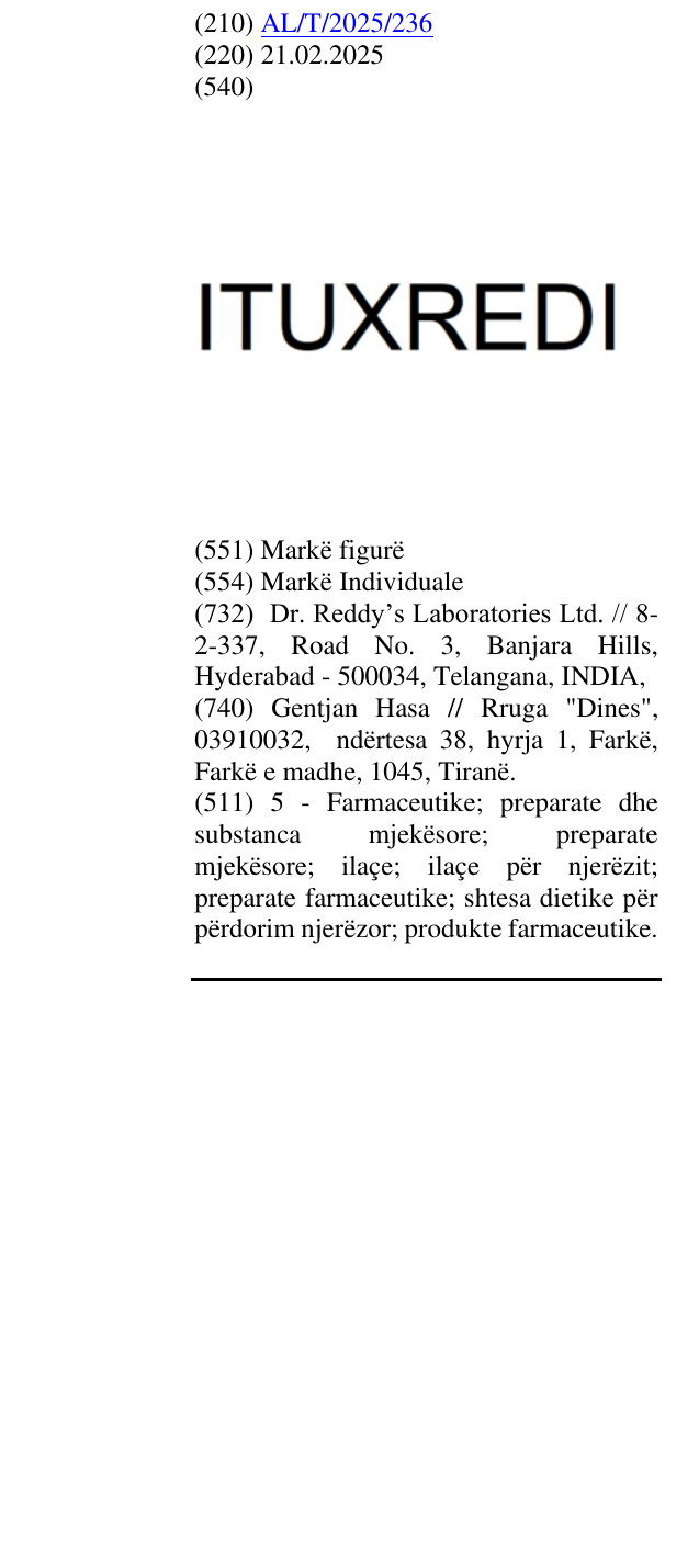 Zëri i markës ITUXREDI në buletin