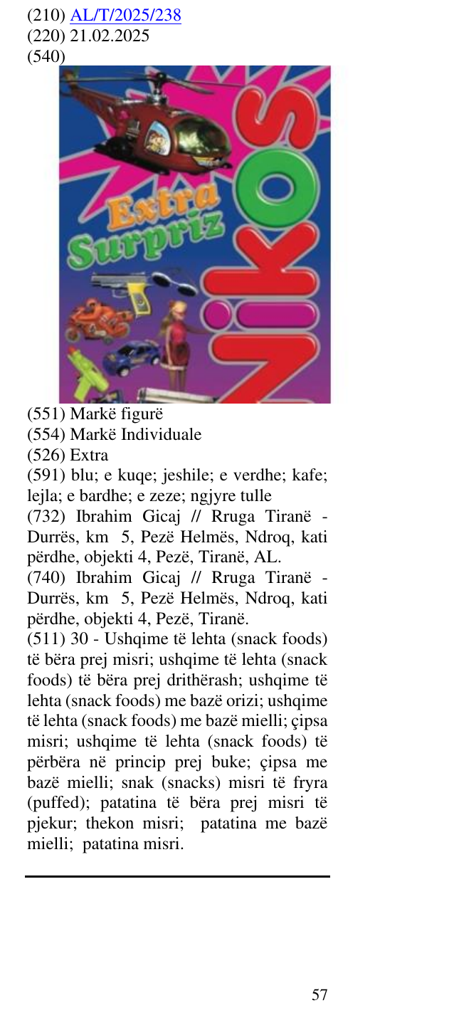 Zëri i markës Extra në buletin