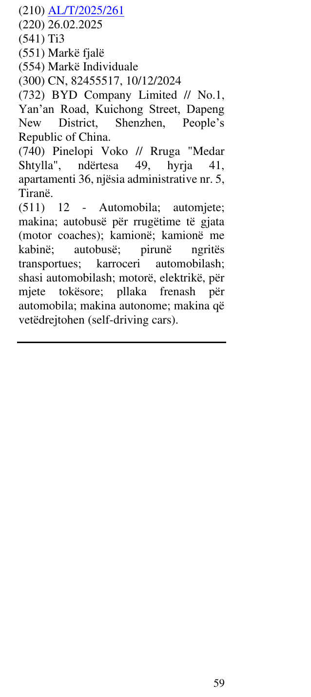Zëri i markës Ti3 në buletin