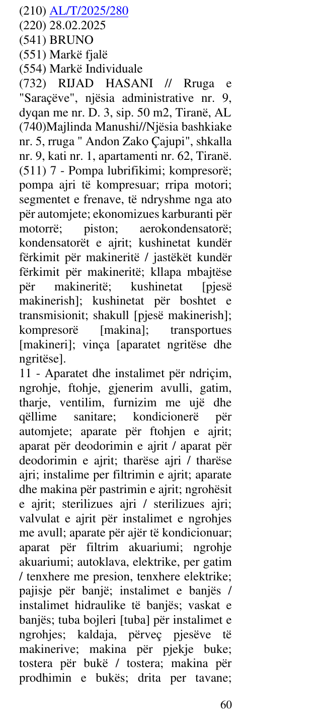 Zëri i markës BRUNO në buletin