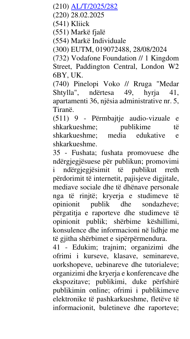 Zëri i markës Kliick në buletin