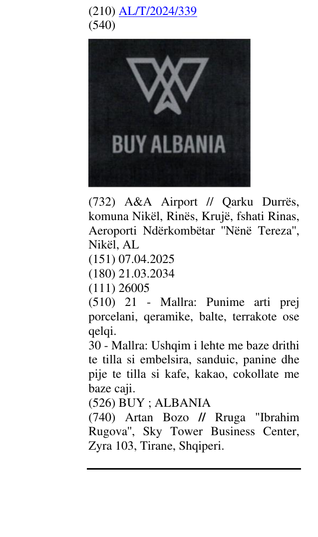 Zëri i markës BUY ; ALBANIA në buletin