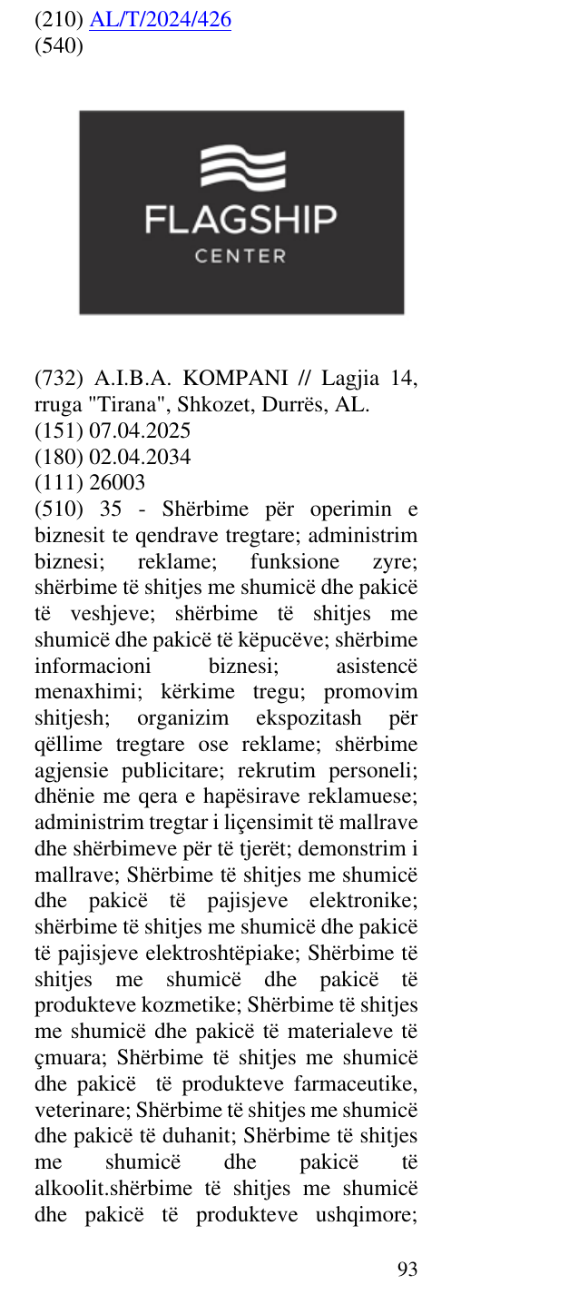 Zëri i markës CENTER në buletin