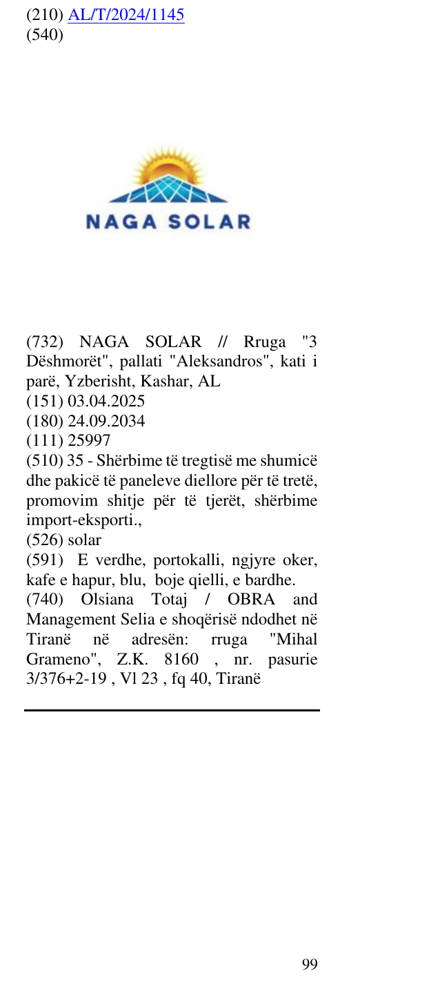 Zëri i markës solar në buletin