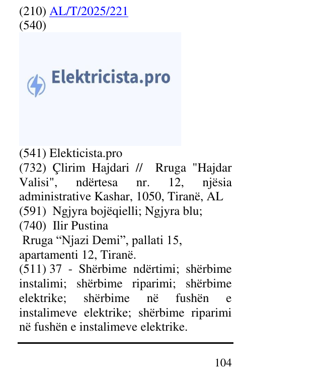 Zëri i markës Elekticista.pro në buletin
