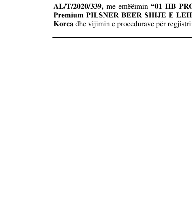 Zëri i markës 01 HB PRODUKT CILËSOR NGA BIRRA KORÇA Premium PILSNER BEER SHIJE E LEHTË DHE FRESKUESE në buletin