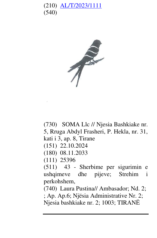 Zëri i markës AL/T/2023/1111 në buletin