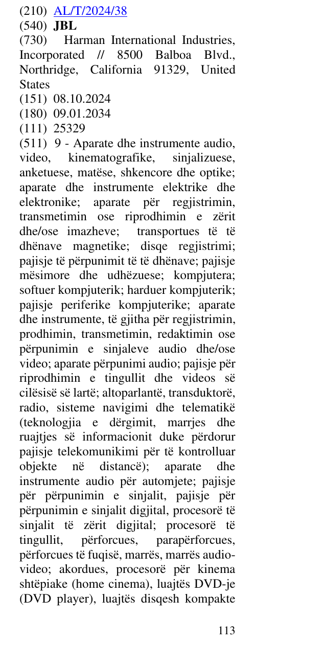 Zëri i markës JBL në buletin