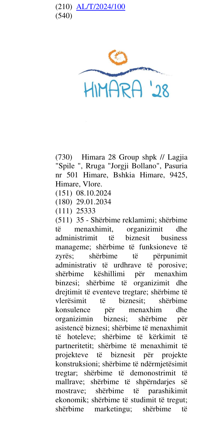 Zëri i markës HIMARA në buletin