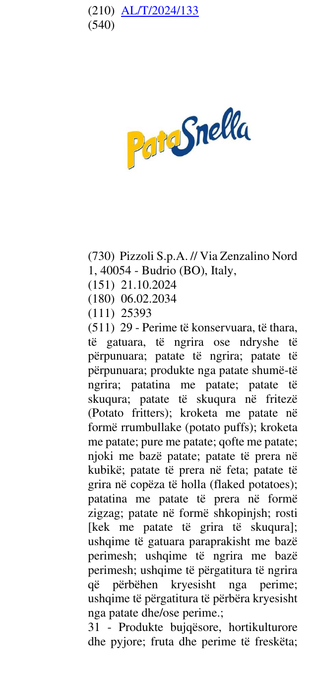 Zëri i markës PATASNELLA në buletin