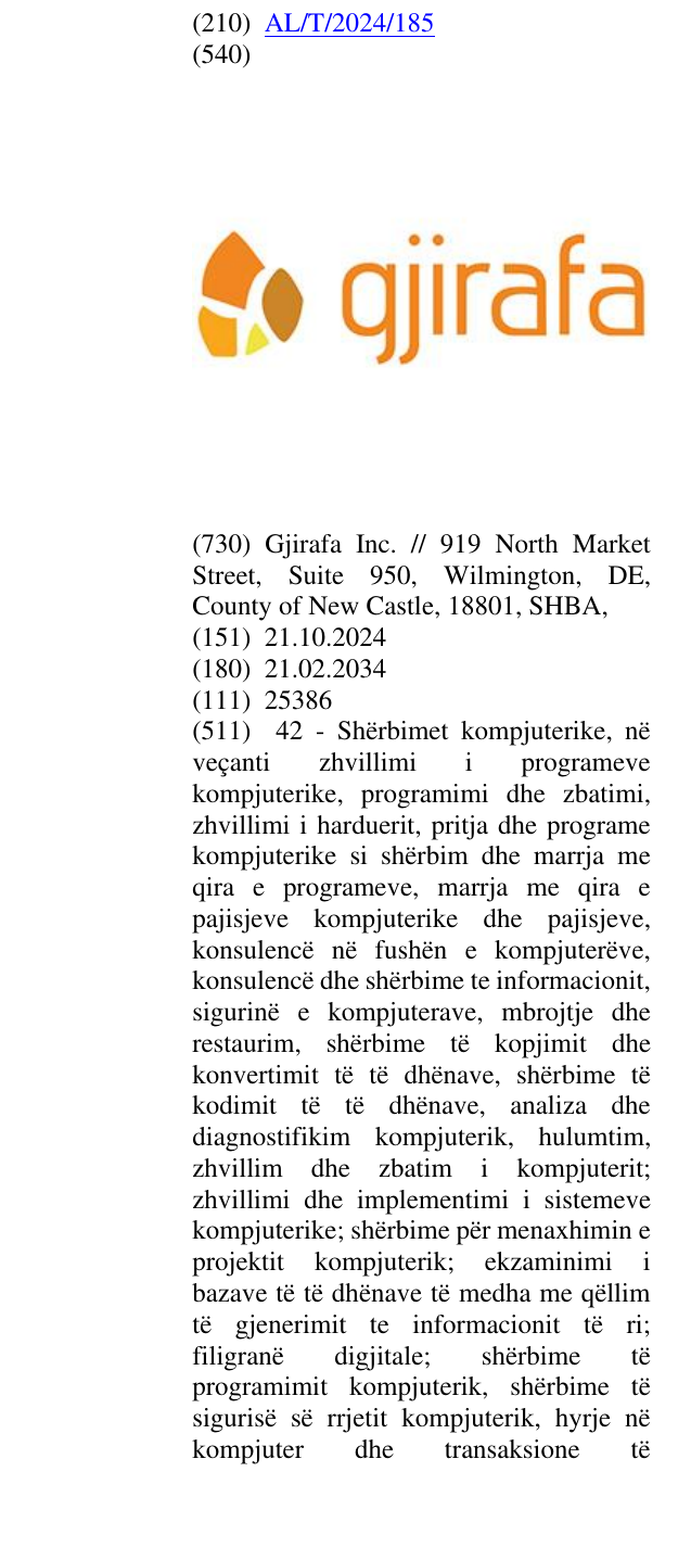 Zëri i markës gjirafa në buletin