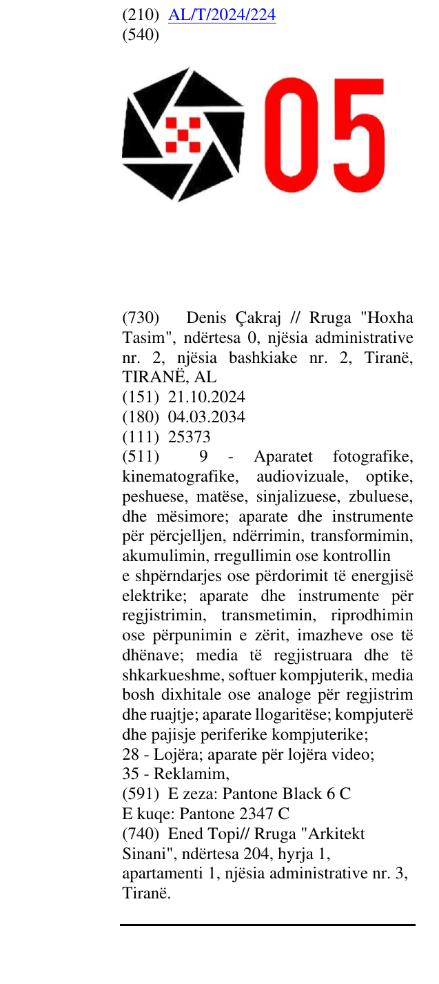 Zëri i markës 05 në buletin