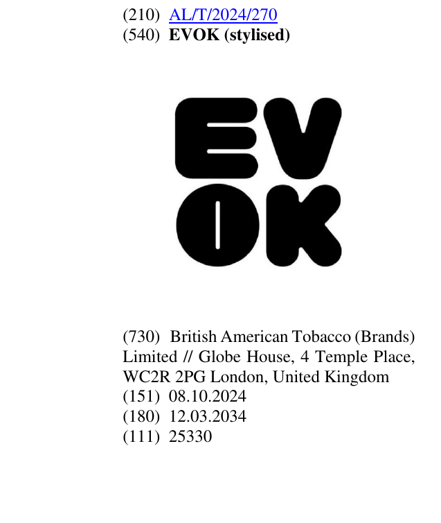 Zëri i markës EVOK (stylised) në buletin