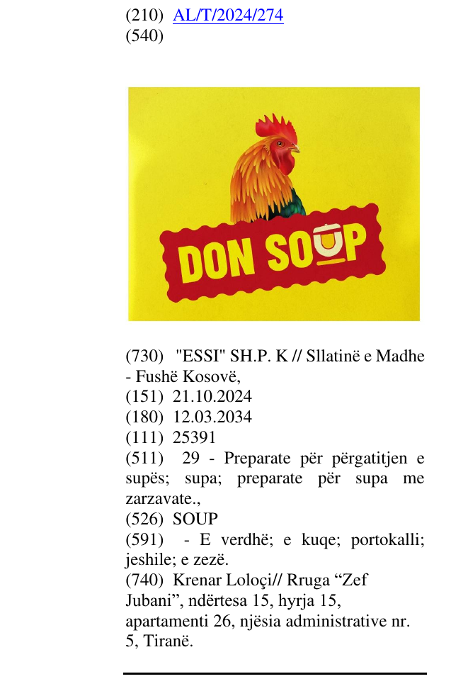 Zëri i markës SOUP në buletin
