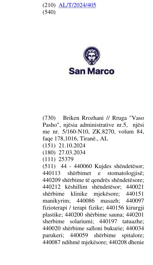Zëri i markës San Marco në buletin
