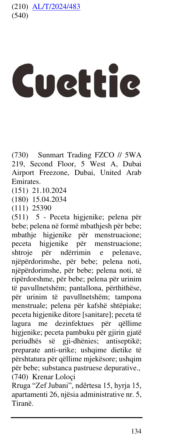 Zëri i markës Cuettie në buletin