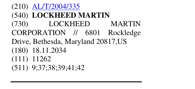 Zëri i markës LOCKHEED MARTIN në buletin