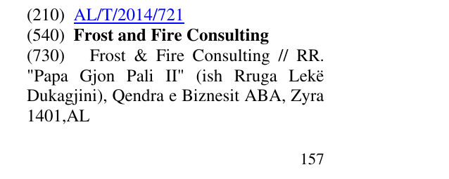 Zëri i markës Frost and Fire Consulting në buletin