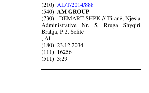 Zëri i markës AM GROUP në buletin