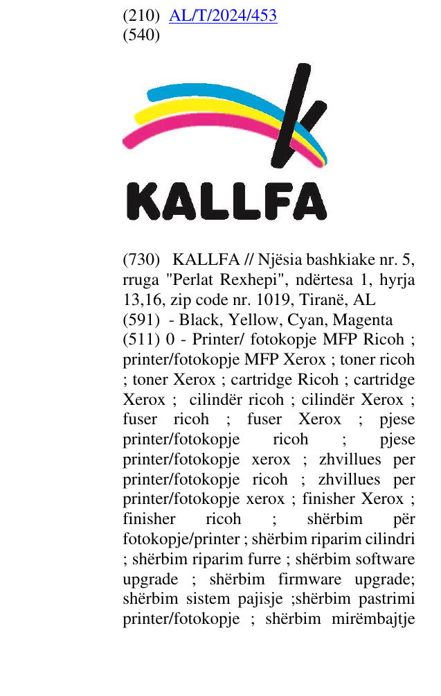 Zëri i markës KALLFA në buletin
