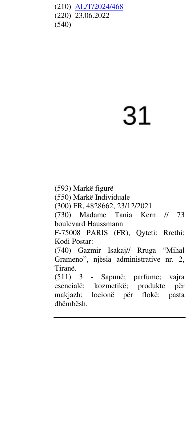 Zëri i markës 31 në buletin