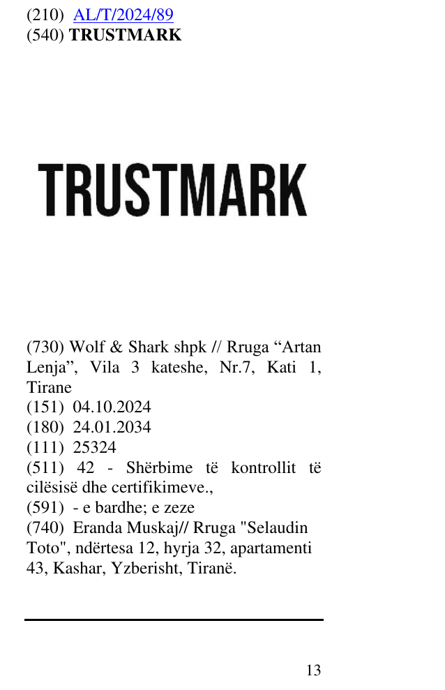 Zëri i markës TRUSTMARK në buletin