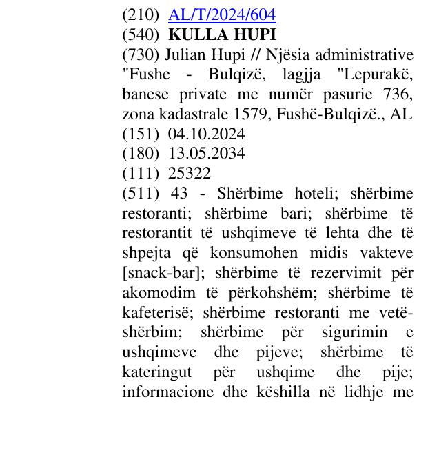 Zëri i markës KULLA HUPI në buletin