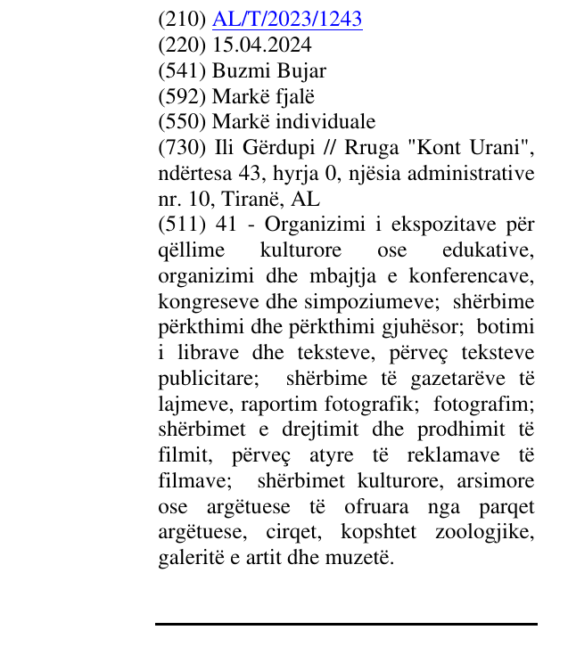 Zëri i markës Buzmi Bujar në buletin