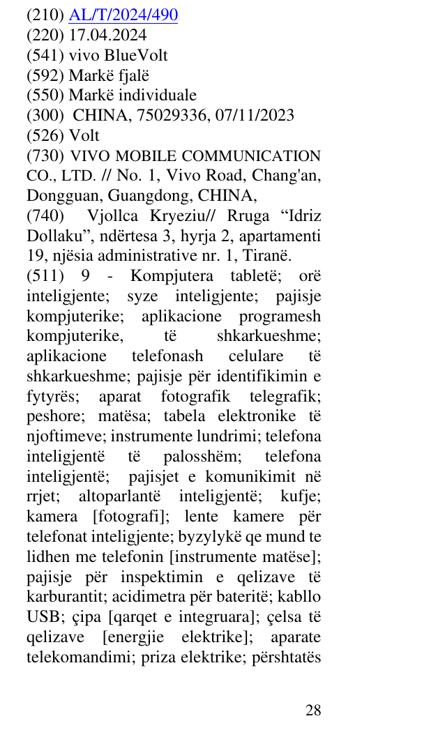 Zëri i markës Volt në buletin