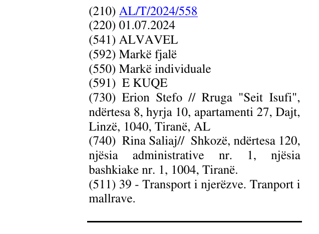 Zëri i markës ALVAVEL në buletin