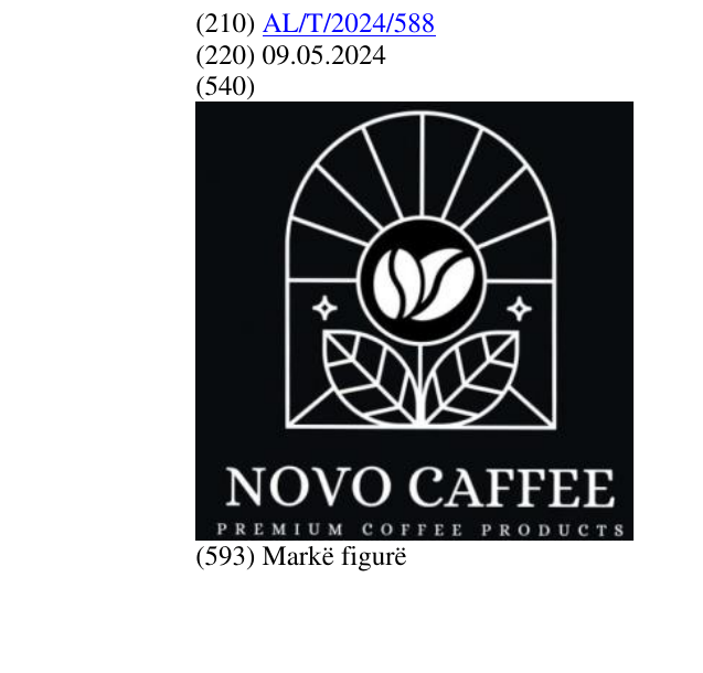 Zëri i markës coffee; NOVO; PREMIUM COFFE PRODUCTS; CAFFEE në buletin