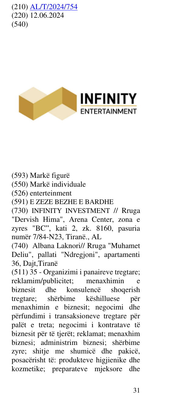 Zëri i markës enterteinment në buletin