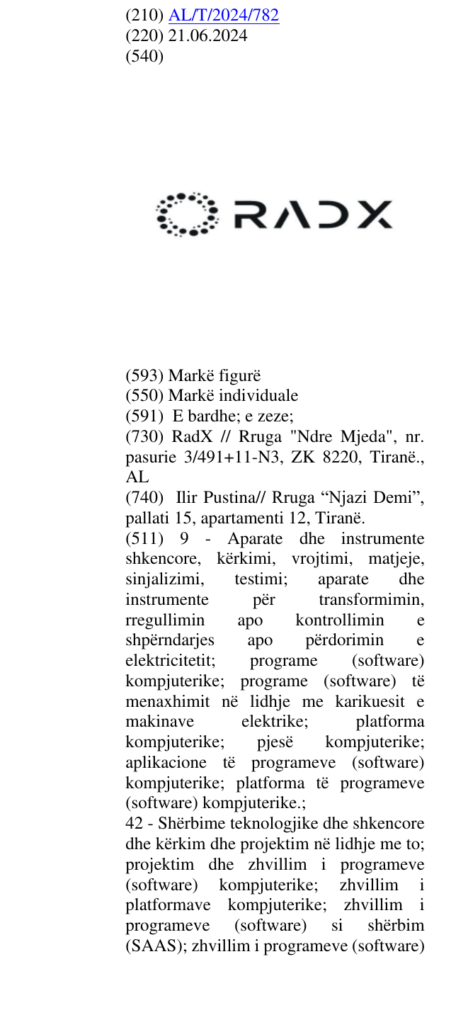 Zëri i markës RADX në buletin