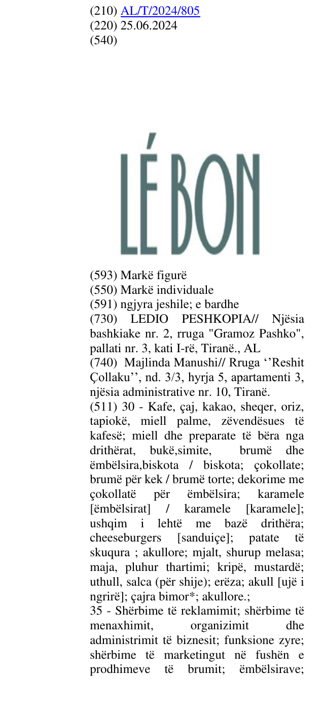 Zëri i markës LE BON në buletin