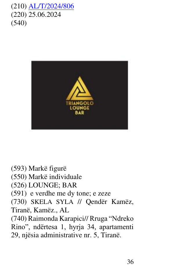 Zëri i markës LOUNGE; BAR në buletin