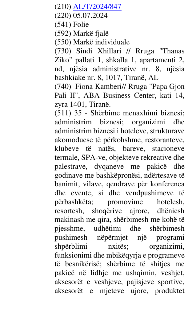Zëri i markës Folie në buletin
