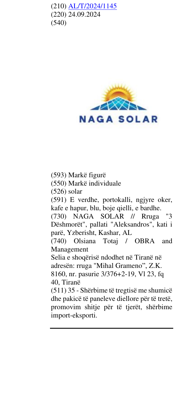 Zëri i markës solar në buletin